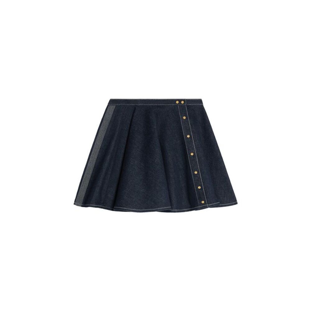 Celine Women Light Indigo Denim Peplum Skirt